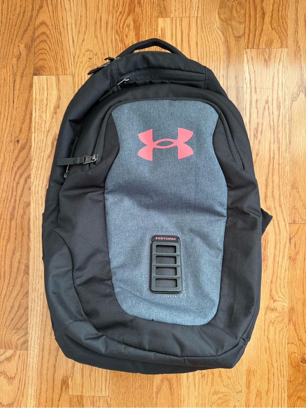 Under Armour Black & Gray Backpack with Pink Logo